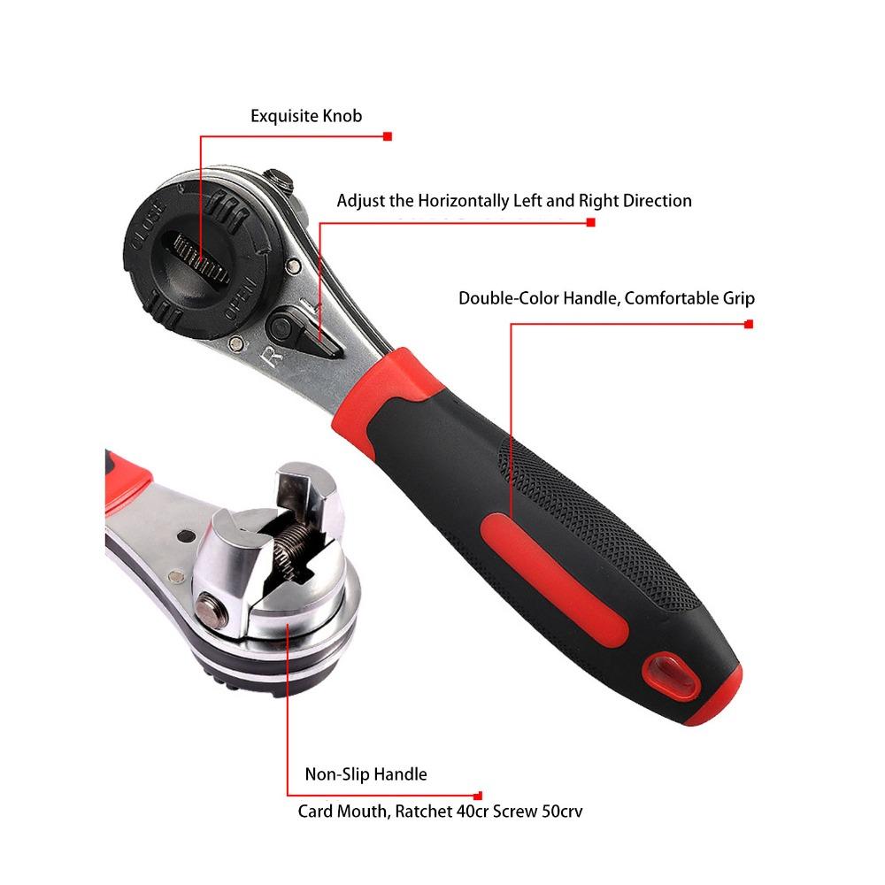 Anti Slip Handle Adjustable Ratchet Wrench 6-22mm Jaw Multifunctional Ratchet Wrench Car Repair