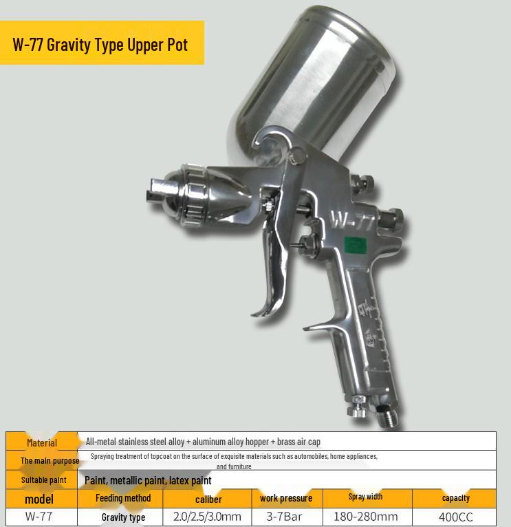 Yoshida W-71/W-77 Pneumatic Paint Spray Gun with Upper & Lower Pots