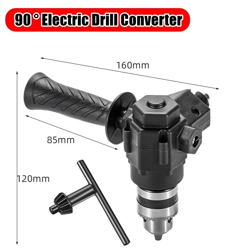 90° Three Jaw Chuck Corner Impact Drill Adapter Right Angle Bend Extension Chuck Drill Adapter Right Angle Converter Accessory