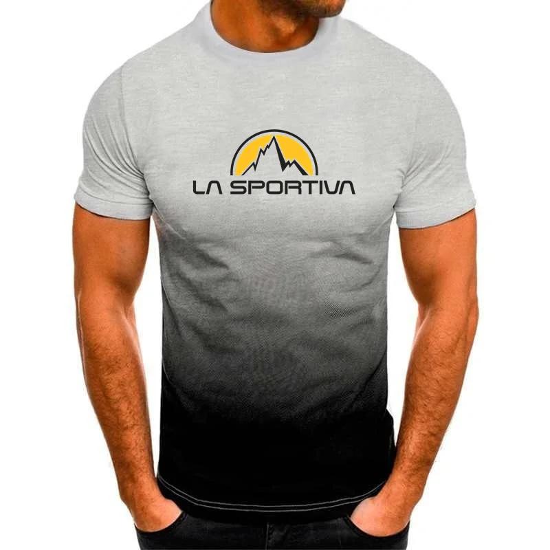 La Sportiva-Tricou cu imprimeu cu litere pentru bărbați, tricou confortabil și respirabil cu gât rotund, tricouri sportive