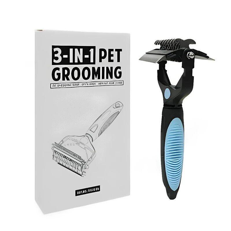3-in-1 Pet Grooming Brush Dogs Cats Detangling Undercoat Rake Shedding Tool Medium Size
