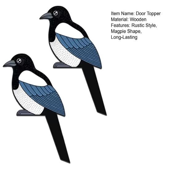 2Pcs/Set Magpie Door Toppers Wooden Bird Door Corner Decoration Rustic Door Frame Decor for Bedroom Living Room Kids