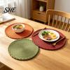 Thermal Insulation Placemat 12 Inch Round Placemats, Polyester Woven Braided Place Mats, Washable Heat Resistant Circle Dining Table Mats for Kitchen