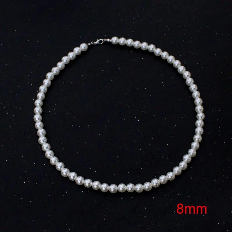 Gargantillas clásicas y elegantes de perlas blancas, collar para mujeres y hombres, collares para banquetes de boda, cuentas Vintage hechas a mano, regalo de fiesta, joyería