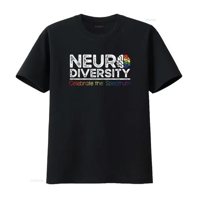 Neurodiversity Celebrate Mental Health ADHD Autism Awareness T Shirt Vintage Washed Stretched Soft Streetwear Versatile Homme