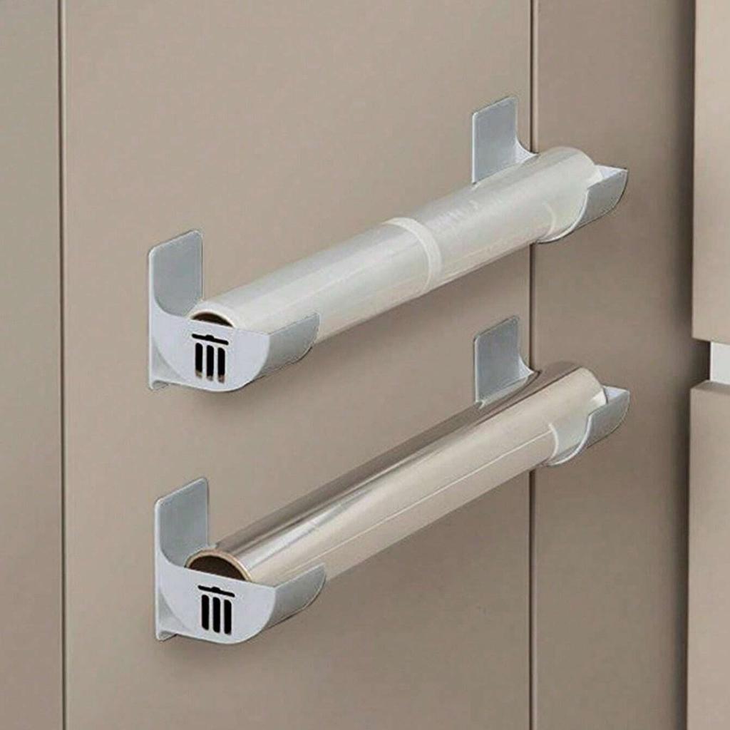 Bohrfreies 4er-Pack Lagerregal Küche Frischhaltefolie Müllbeutel Schranklagerregal Kühlschrank Seitenlager-Organizer