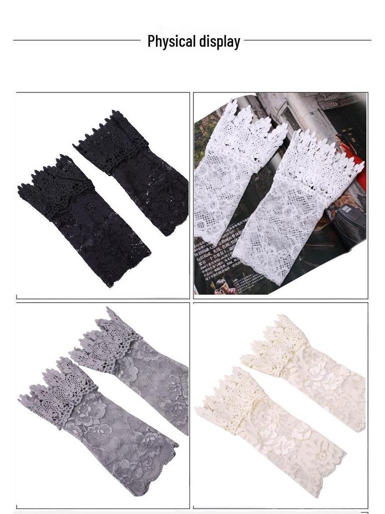 Women's Summer Lace Wrist Covers with Hollow-Out Sleeves for Tattoos and Scars