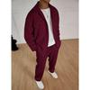 Men's Casual Sports Suit Simple Double Pocket Lapel Jacket with Straight Trousers Suit Two-piece Set
