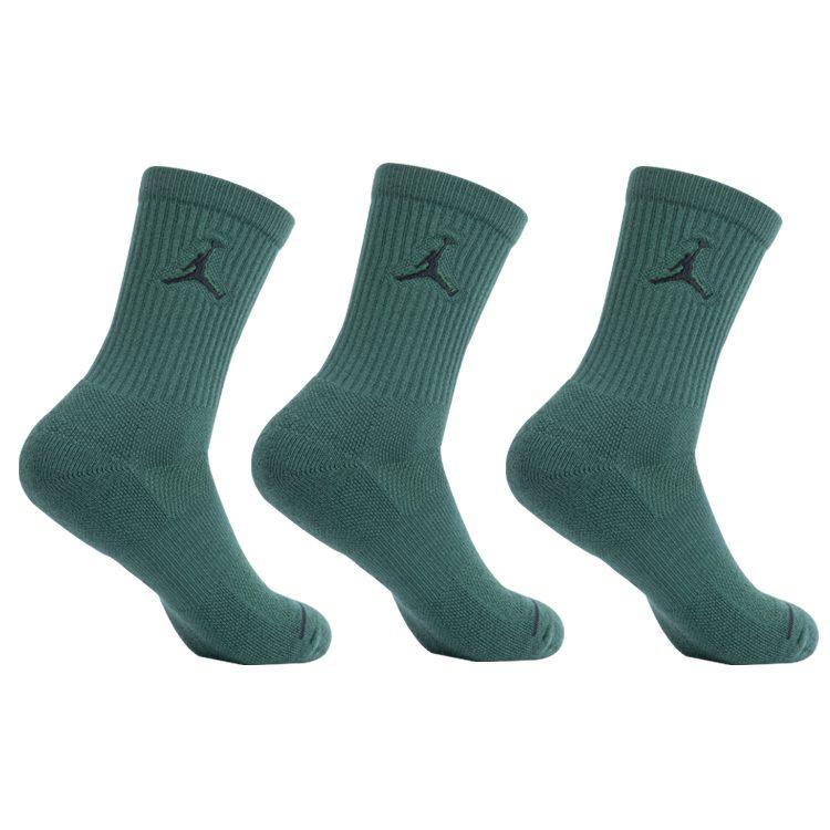 Jordan Everyday Max Crew Basketball Socks Unisex 3 Pack Gray Green SX5545-333
