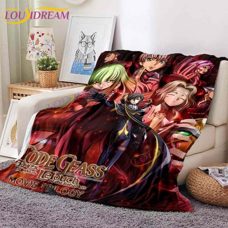 Classic Anime Blanket Code Geass Flannel Throw Blanket Lelouch Chair Sofa Lazy Blankets Cartoon Blankets for Home Bedroom Travel