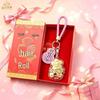 Shuibei 999 Fine Gold Gourd Pendant Keychain with Cute Money Flower Design