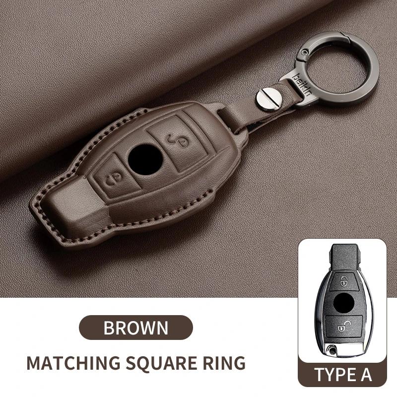 Car Key Fob Shell For Mercedes Benz A C E S G Class CLE CLA GLC W177 W205 W213 W222 X167 AMG Leather Car Remote Key Case Cover
