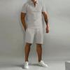 Spring/Summer Men's Sets Lapel Zipper Short-Sleeved Polo Drawstring Shorts 2-Piece Set Fashion Daily Suit Sports Fitness Clothes