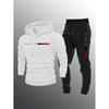 Unisex Paris Letter Print Hooded Sweatshirt Drawstring Jogger Set Winter Warm Casual Sportswear