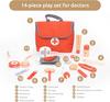Wooden Pretend Play Red Doctor's Kit Educational Toys for Children Medical Simulation Medicine Chest Set for Kids Role Playing