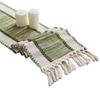 Cotton And Linen Table Flag Tassel Knotted Small Fresh Sage Green Festival Party Table Decoration Coffee Table Tablecloth Mat
