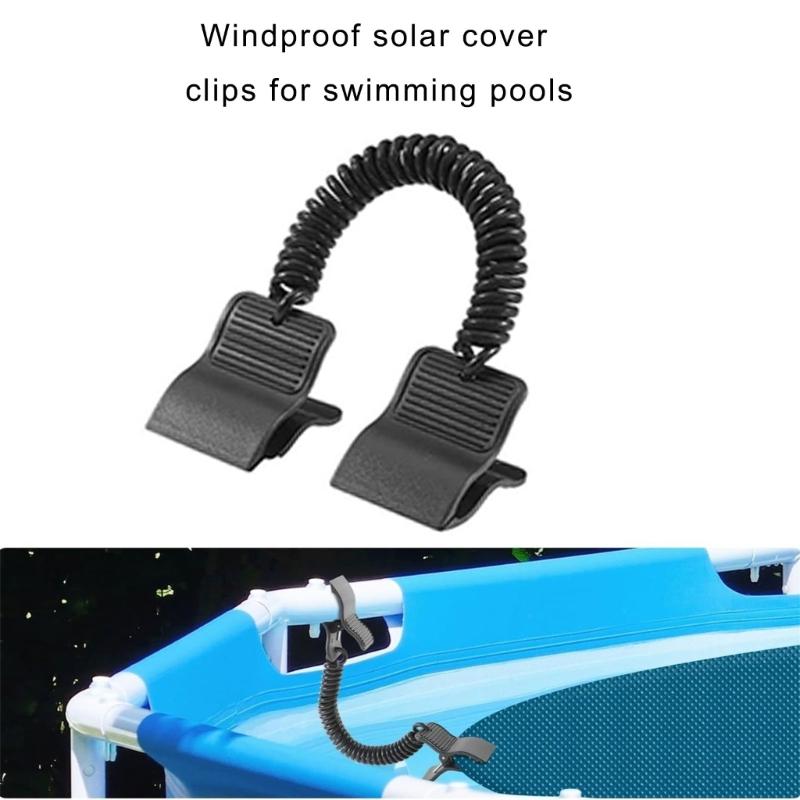 6Pcs Solar Pool Cover Clips with Spring Rope Strong Grip Swimming Pool Cover Clips Fastener Easy To Installation