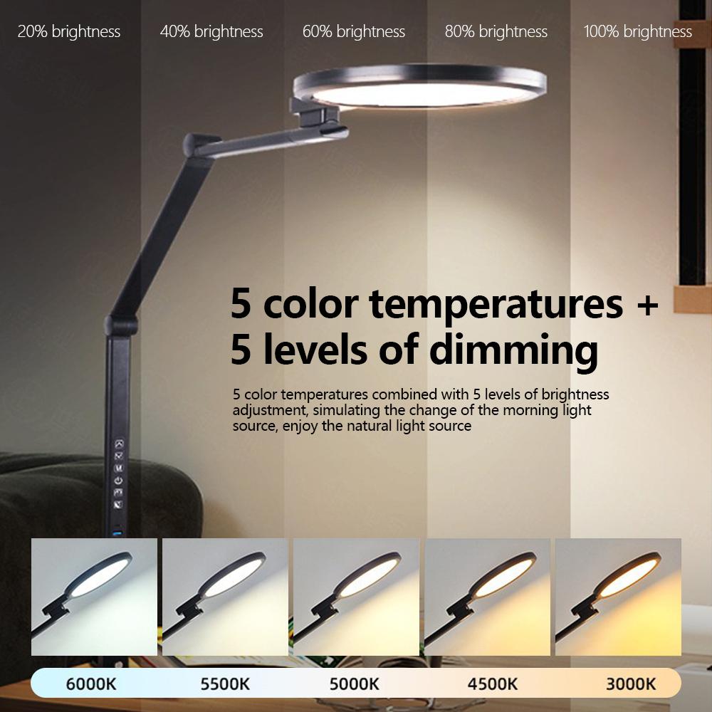 Full-spectrum LED Eye-care Reading Lamp with 3-level Night Light Timer 5 Adjustable Colour Temperature Foldable Home Desk Lamp