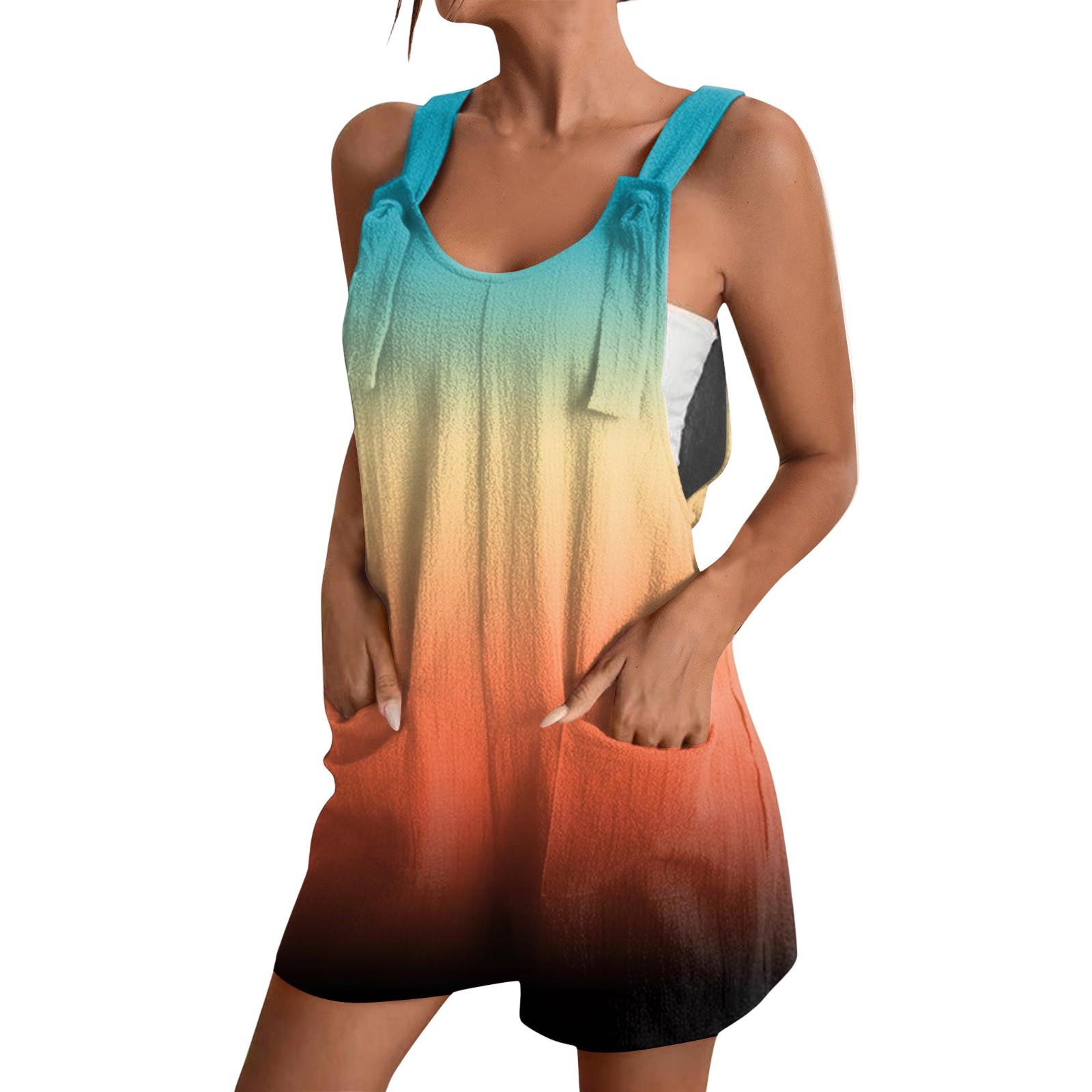 

Женский модный комбинезон с градиентным принтом, повседневный комбинезон-шорты M шафрановый