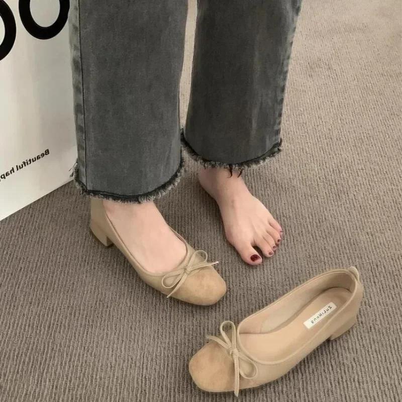 Design Shoes Classic Women Elegant Gentle Bowknot Shoes Fashion Korean Square Toe Pumps Autumn Loafer Casual Shoes Zaptos Mujer