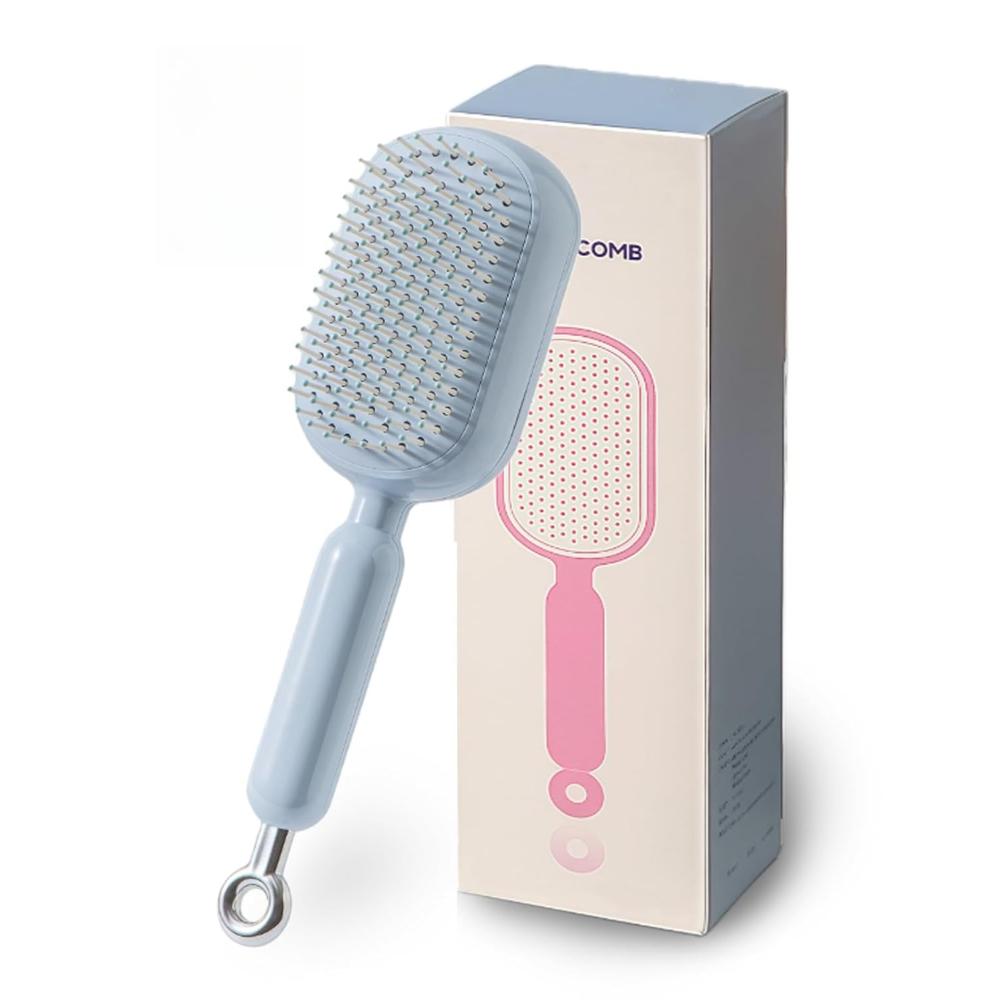 Самоочищающаяся выдвижная щетка для волос для женщин, массажная щетка с воздушной подушкой для распутывания с щетиной, самоочищающаяся расческа для груминга