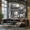 Monochrome Manga Style Decorative Wall Hanging  Japanese Anime Theme Decor Tapestry
