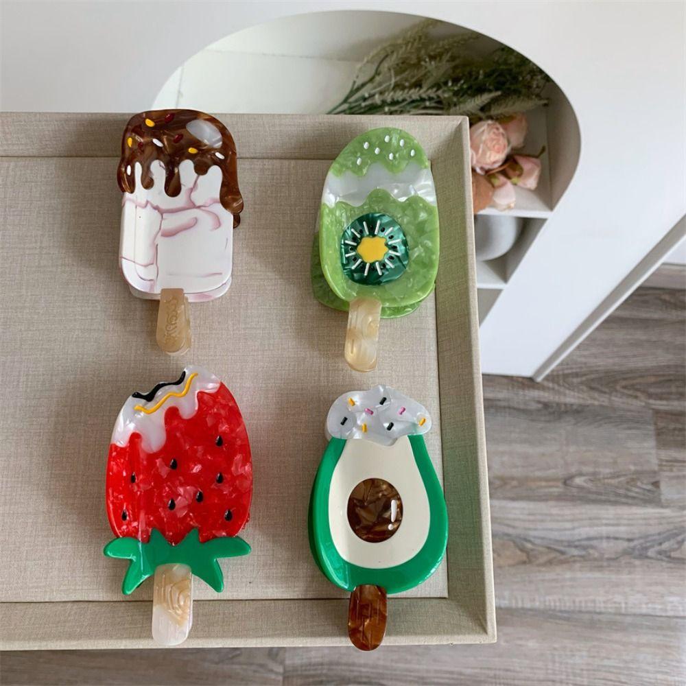 Sweet Ice Cream Shark Clip Cute Delicious Food Claw Clip Lovely Fruit Series Hair Claw  Girls