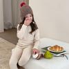 Kids Cotton Wool Blend Pajama Set Solid Color Soft Homewear Girls Boys