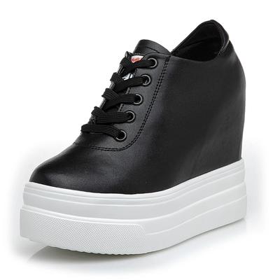 11CM Wedge Pumps Lace Up Moccasins Women Platform High Brand Genuine Leather Spring Summer Shoes Hidden Heels Female Shoes