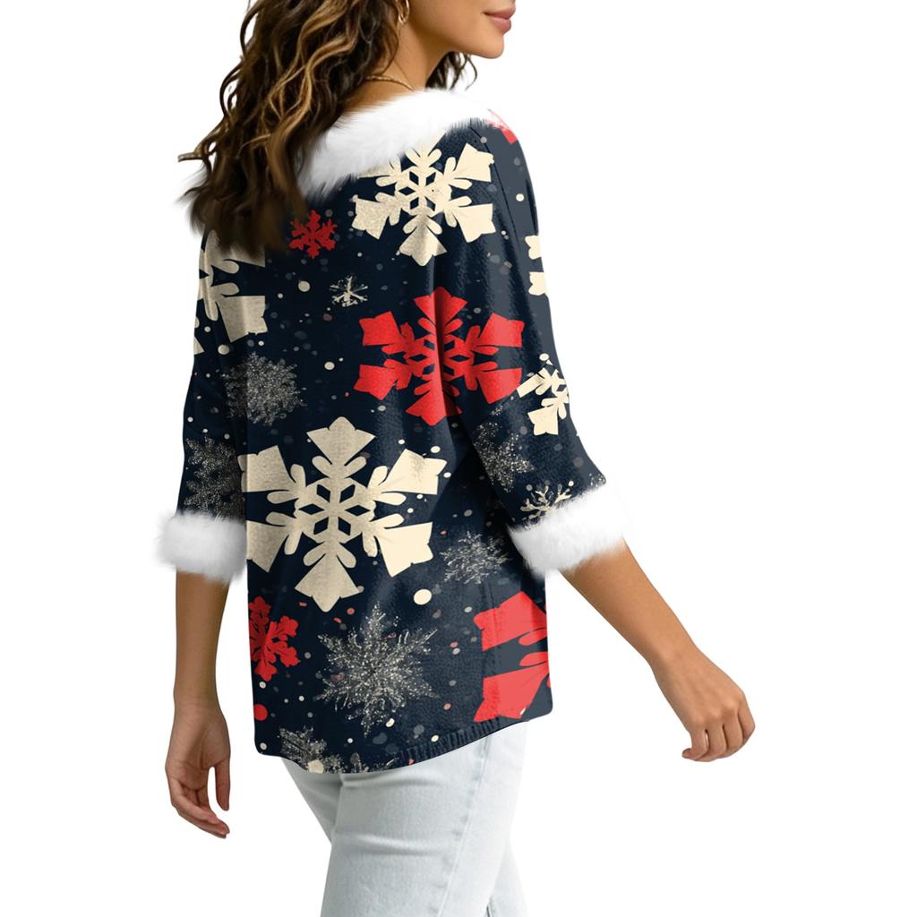 Christmas V-Neck Top with Elegant Cut for Party, Date and Everyday Wear