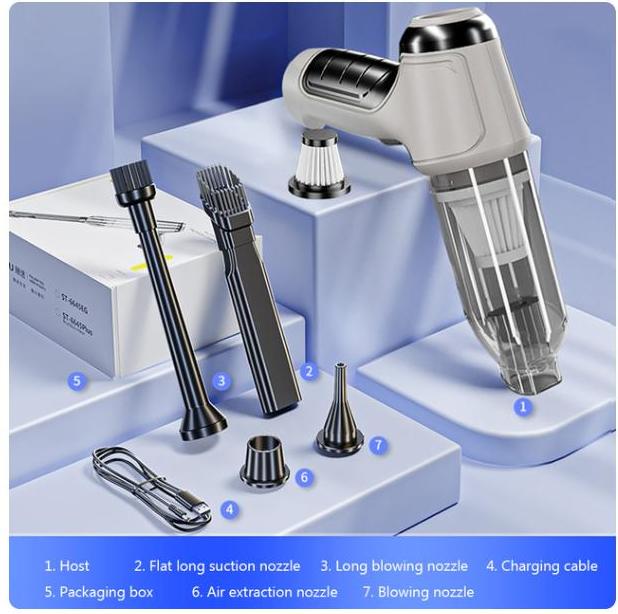 

2025 12000 PA Бездротовий пилосос для автомобіля Зарядка через USB 3600 мАг Портативний пристрій для чищення Міні-пилосос Домашнє прибирання автомобіля