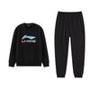 Gradient Print Logo Crew Neck Pullover Long Sleeve Top Comfortable Long Pants Casual Sports Suit Unisex Suit AWDVG91-1+AKLVB43-1