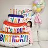 Happy Birthday Cake Balloons Large 3-Layer Color Candle Cake Balloons Bear Cake Ballon for Kid Birthday Party Baby Shower Decors