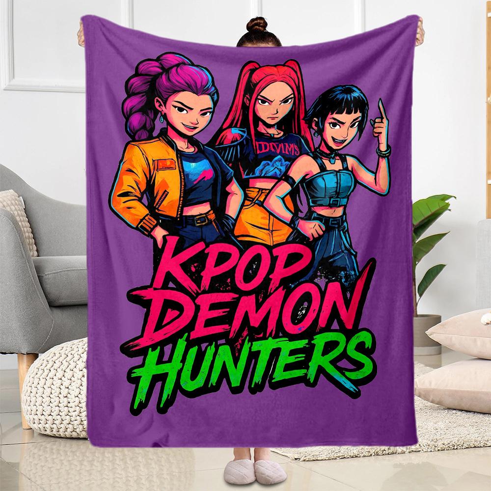 K-pop Demon Squad Blanket Durable Comfort Suitable for Sofa Office Livingroom for All Occasions Modern Style