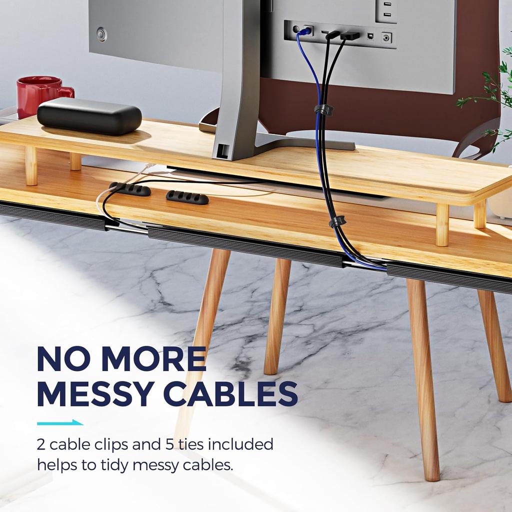 2 PCS 40cm Cable Management Under Desk Kit,Under Desk Cable Management Cord Hider, Cable Hider Cord Management, Cable Organizer, Cord Organizer Tray