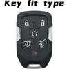 Heavy Key Fob Cover Case Protector For Chevy, Keychain, Accessories For Chevy Suburban Tahoe 2015 2016 2017 2018   GMC Yukon (Type-C 6 Buttons)