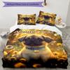 3PC Custom Name Pug Puppy Dandelions Bedding Set Duvet Cover Closure Includes 1 Duvet Cover & 2 Pillowcases for Bedroom