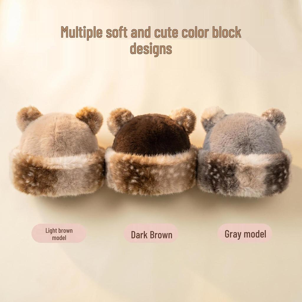 Cute Elk Leopard Print Pom-Pom Hat: Winter Ear Protection for Girls