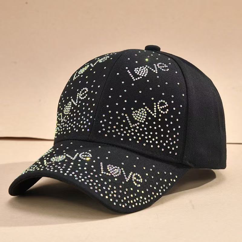 Fashion Hot Diamond Love Peaked Cap Trendy Face Small Baseball Cap Spring And Autumn Sunscreen Sun Hat Source