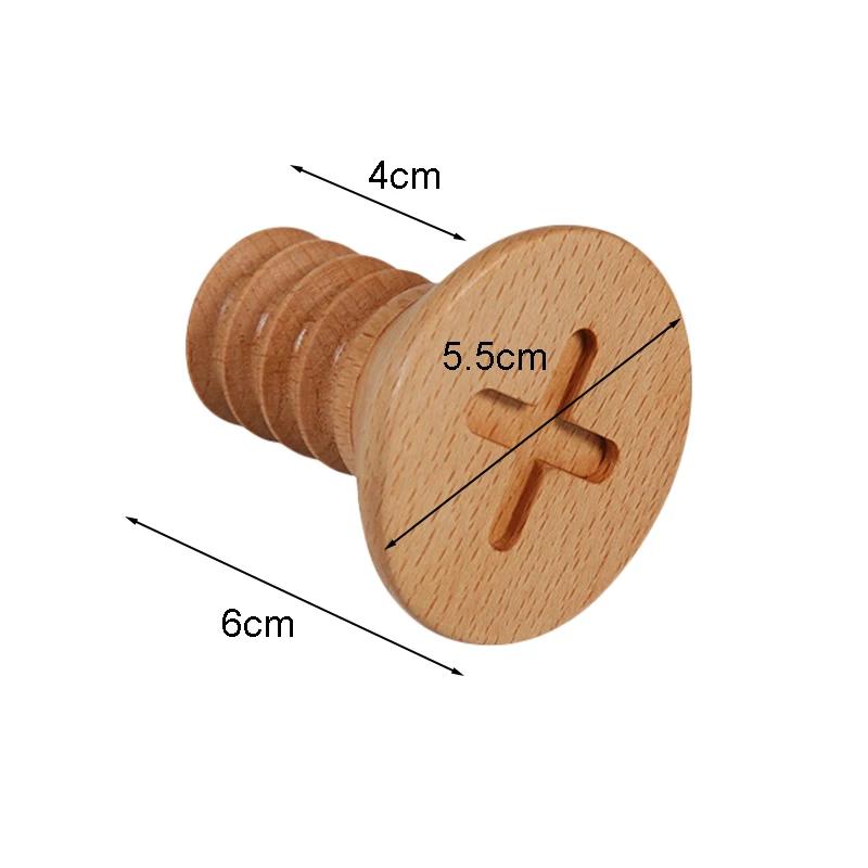 Wall Hooks Wood Clothes Coat Hook Screw Design Key Holder Hooks For Hanging Beech Wood Hat Clothes Rack Nordic Home Accessories