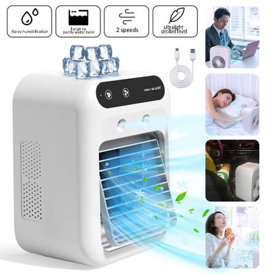 Mini Ventilador de Niebla Enfriador de Aire Portátil Humidificador Ventilador de Pulverización de Agua Silencioso Aire Acondicionado con Tanque de Agua de 500 ml para Dormitorio Camping