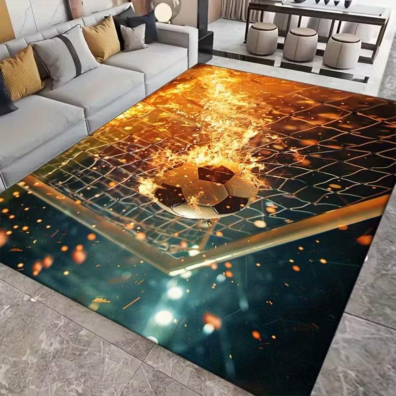 Dywan Kreskówkowy z Motywem Sportów Piłkarskich Mata Podłogowa do Sypialni Dziecięcej Piłka Nożna Duże Dywany Stylowy Dywan do Salonu i Przedpokoju