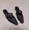 Fashion 2025 Summer New Woven Sandals One-word Strap Niche Hollow-out Baotou Cool-drag Commuter Fashion Low-heeled Slippers