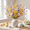 10pcs Spring Artificial Daisies Flower Stems 17 Inches Fake Wildflowers Arrangement Spring Floral Picks with Colorful Daisies and Forsythia