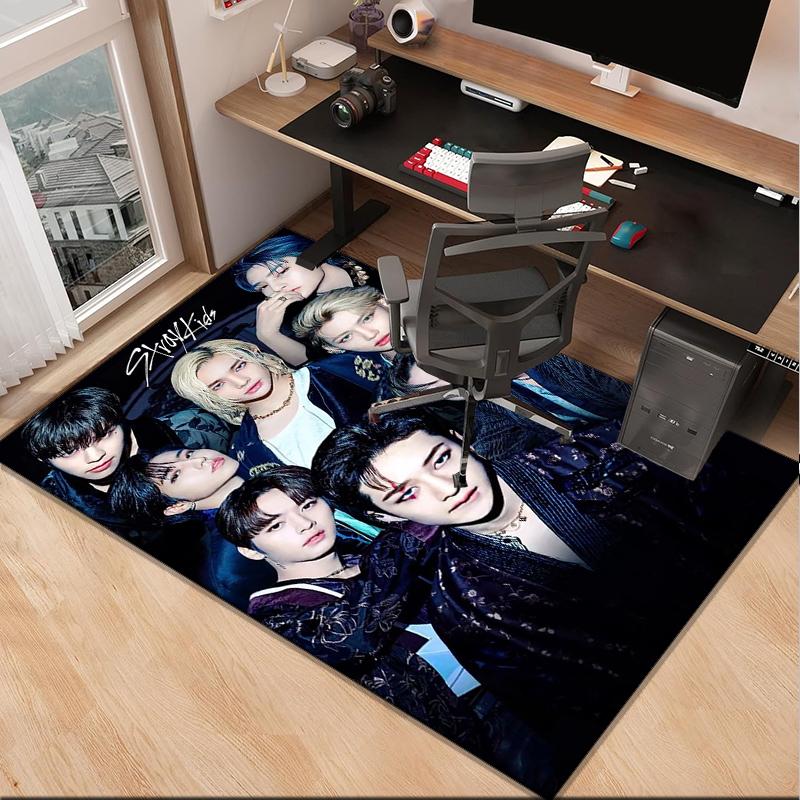 K-pop Group Stray Office Rug Chair Mat, Game Carpet, Suitable for Front Door, Bedroom, Living Room, Desk, Holiday Gift
