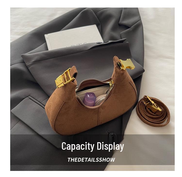 Nischenmode Textur Halbmondtasche - Herbst/Winter 2025 Trend: Einfache stilvolle Handtasche & lässige Umhängetasche