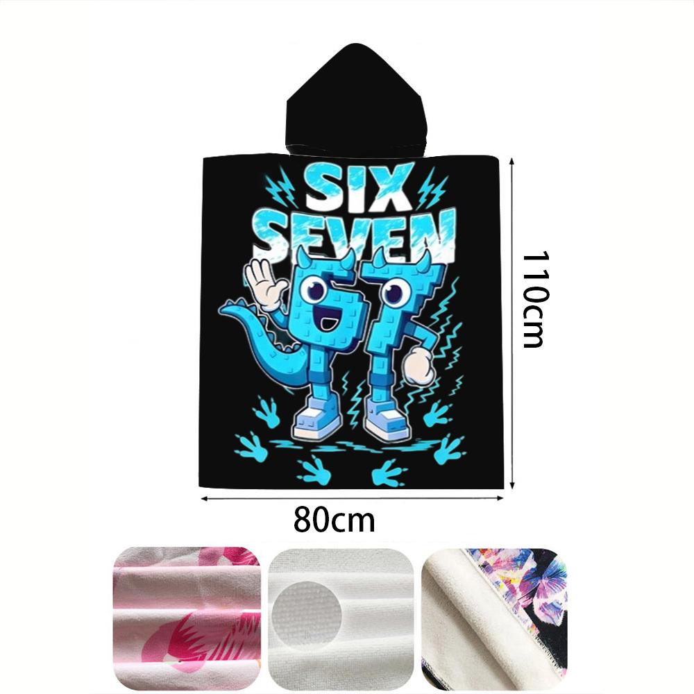 1 Stück Pixel-Stil 67 Strandtuch Bademantel Strandtuch, Flachdruck, Street Fashion Design, Leicht Weich Schnelltrocknend Sand