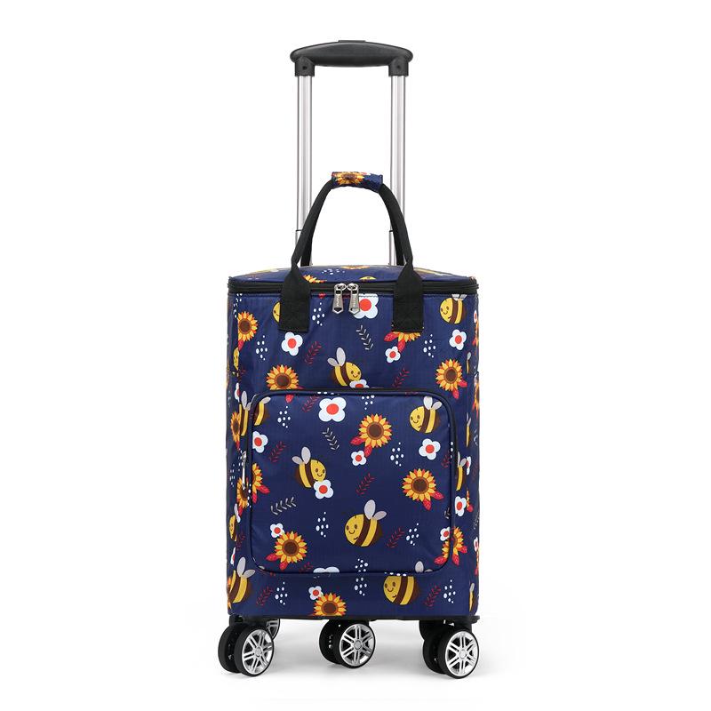 Portable Small Trolley Cart with Universal Wheels and Insulated Shopping Bag