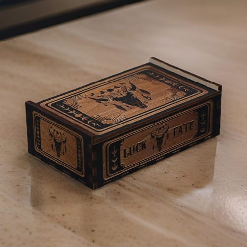 Eladcncmc Wooden Tarot Card Storage Case, Push-Pull Tarot Card Storage Box, Portable Card Container, Astrology Trinket Box