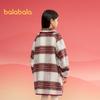 Balabala Girls' 2025 Spring Vintage Plaid Wool Coat